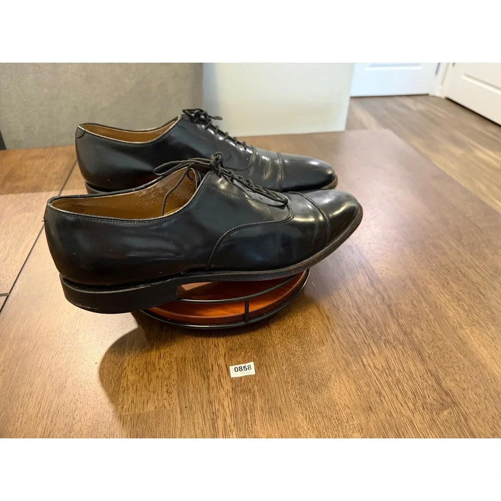 Johnston & Murphy Mens 12 B Black Leather Cap Toe Oxford‎ Dress Shoes 22-02981